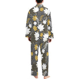 Beautiful gold autumn maple leaf pattern Men's Long Pajama Set
