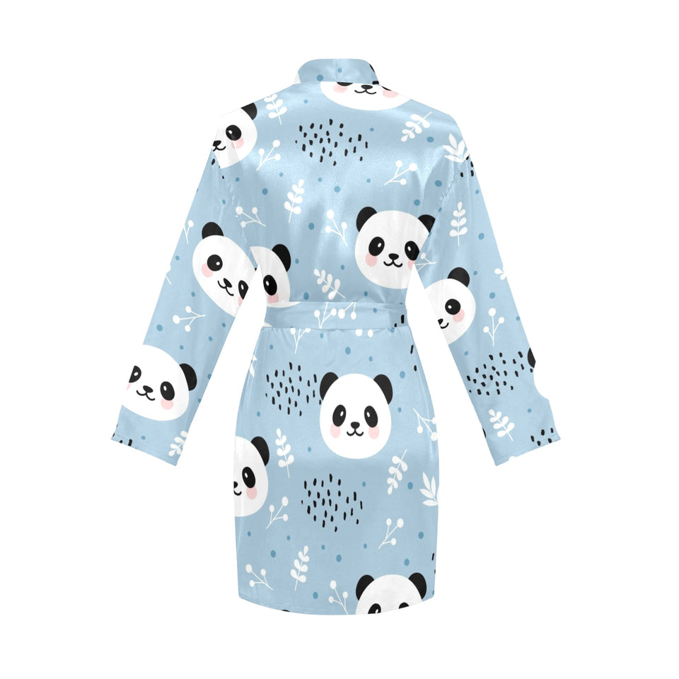 Cute panda pattern Women's Long Sleeve Belted Night Robe