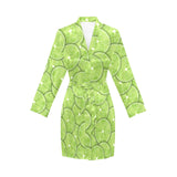 Slices of Lime pattern Women's Long Sleeve Belted Night Robe