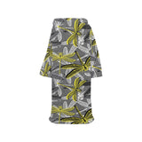 Hand drawn dragonfly pattern Blanket Robe with Sleeves