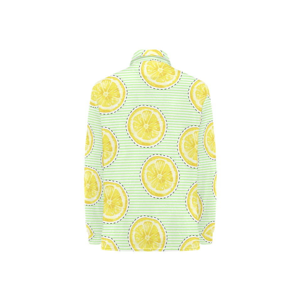 slice of lemon pattern Women's Long Sleeve Polo Shirt
