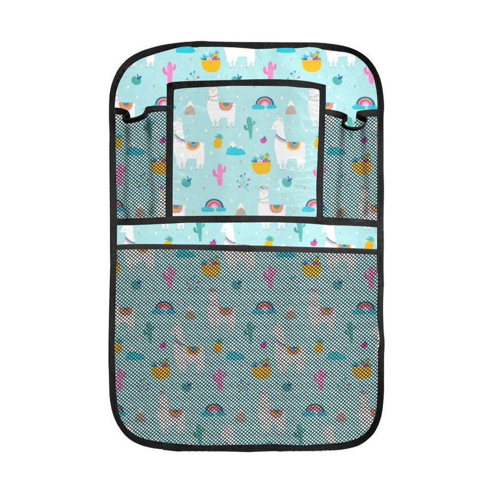 Llama alpaca cactus leaves pattern Car Seat Back Organizer