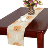 Cute brown pomeranian puppy on blue Table Runner