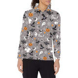 Halloween design pattern Women's Long Sleeve Polo Shirt