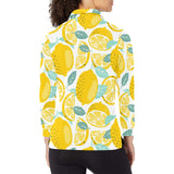 lemon design pattern Women's Long Sleeve Polo Shirt
