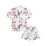 Bicycle Pattern Print Design 04 Kids' Boys' Girls' V-Neck Short Pajama Set