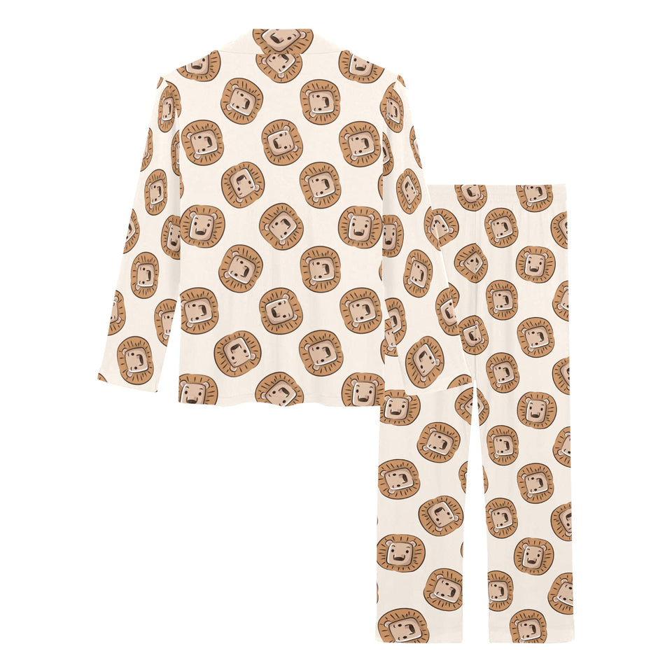Lion Pattern Print Design 01 Women's Long Pajama Set
