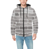 Brick Printed Pattern Print Design 05 Men's Padded Hooded Jacket