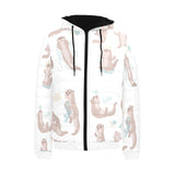 Cute sea otters pattern Men's Padded Hooded Jacket