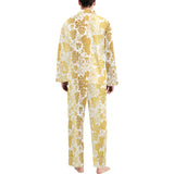 Gold grape pattern Men's Long Pajama Set