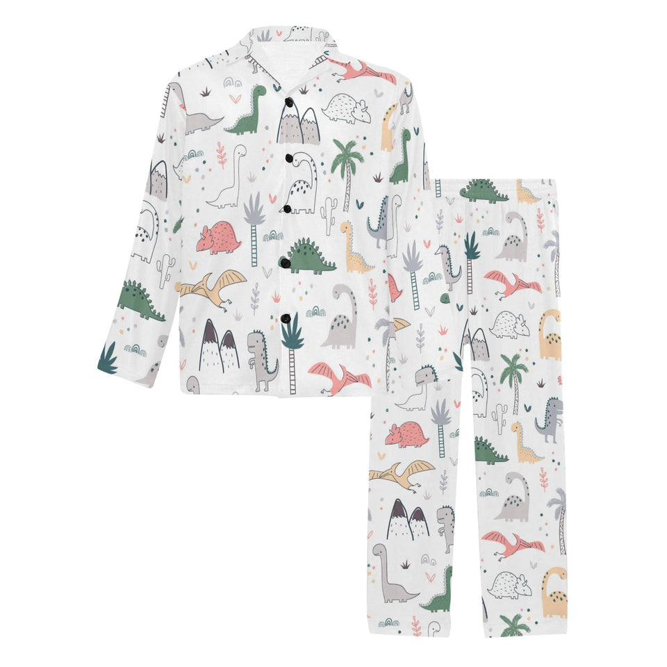 Cute cartoon dinosaurs tree pattern Men's Long Pajama Set