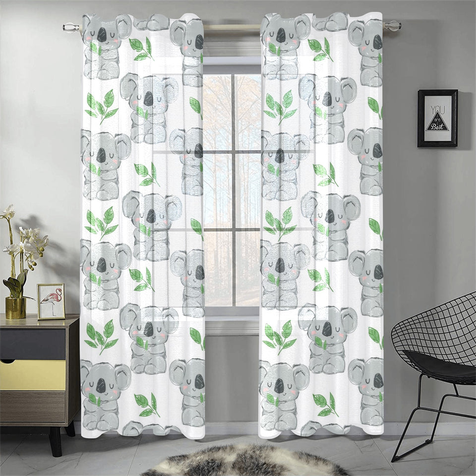 Hand drawn Koala leaves pattern Gauze Curtain