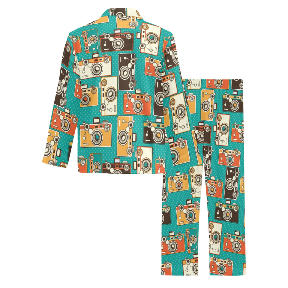 Camera Pattern Print Design 03 Men's Long Pajama Set