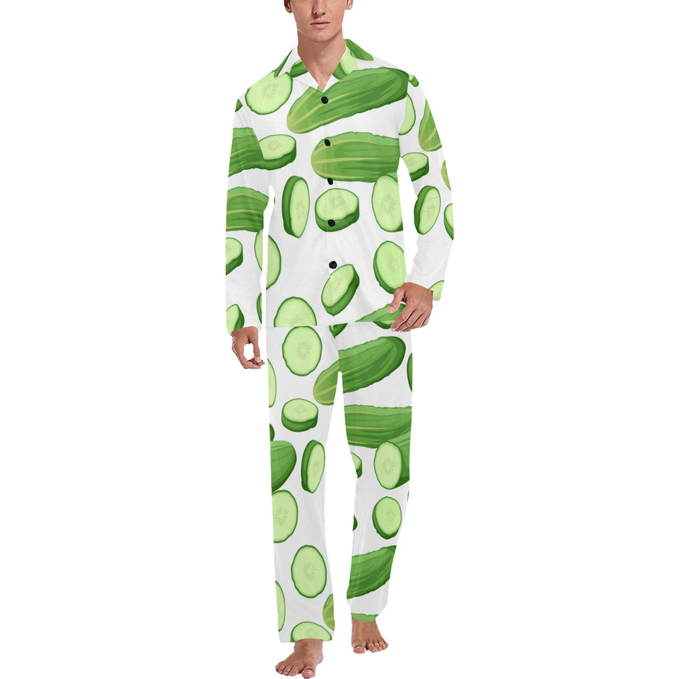 cucumber whole slices pattern Men's Long Pajama Set