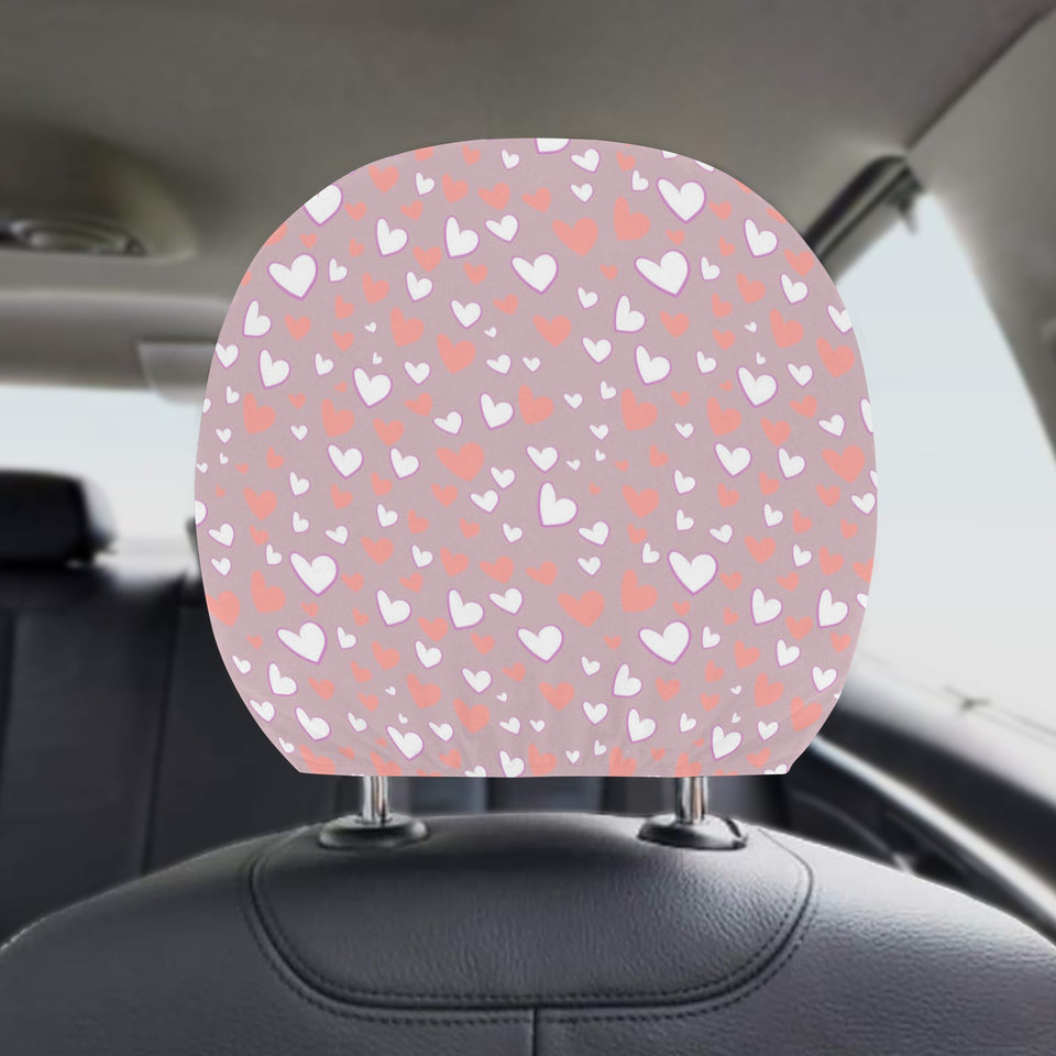 coral white heart pattern Car Headrest Cover