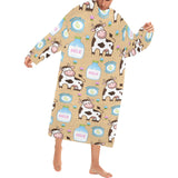 Cow bottle of milk pattern Blanket Robe with Sleeves