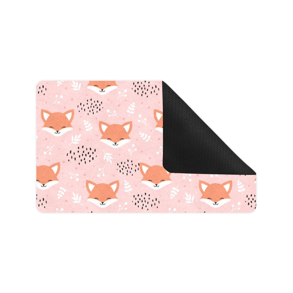 Cute fox pattern pink background Doormat