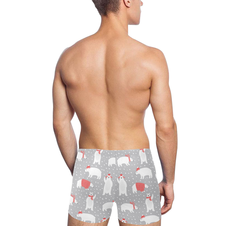 Cute polar bear christmas snow pattern Men's Swimming Trunks