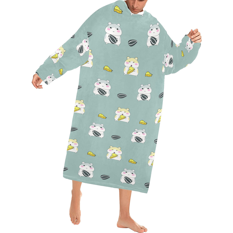Cute hamster cheese pattern Blanket Robe with Sleeves