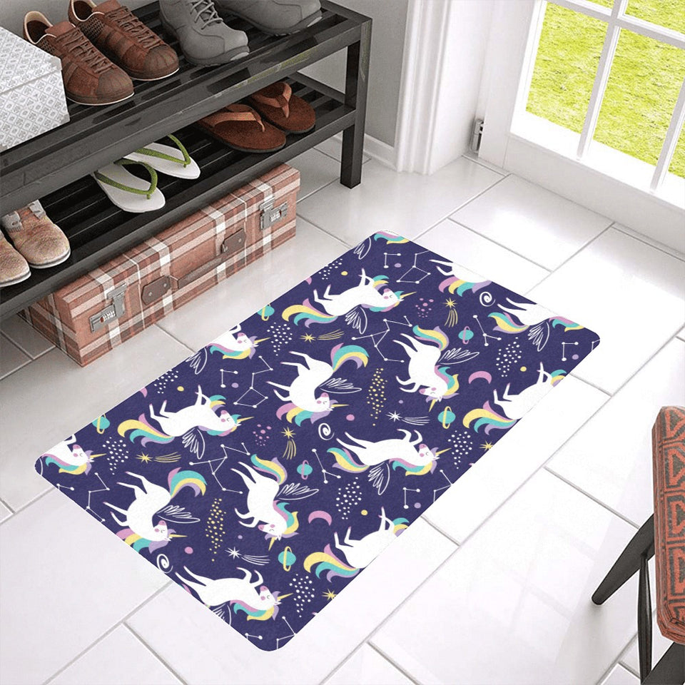 Hand drawn cute unicorn star planet Doormat