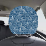 Hand drawn sailboat pattern Car Headrest Cover