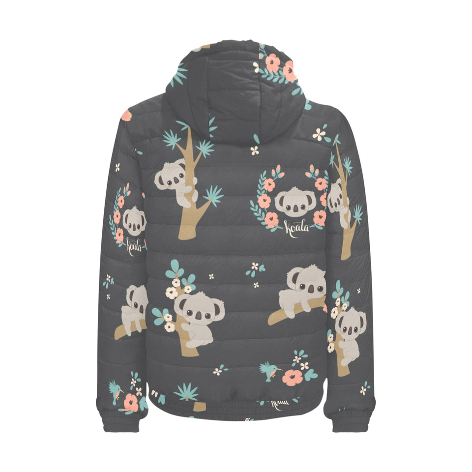 Cute koala pattern Men's Padded Hooded Jacket