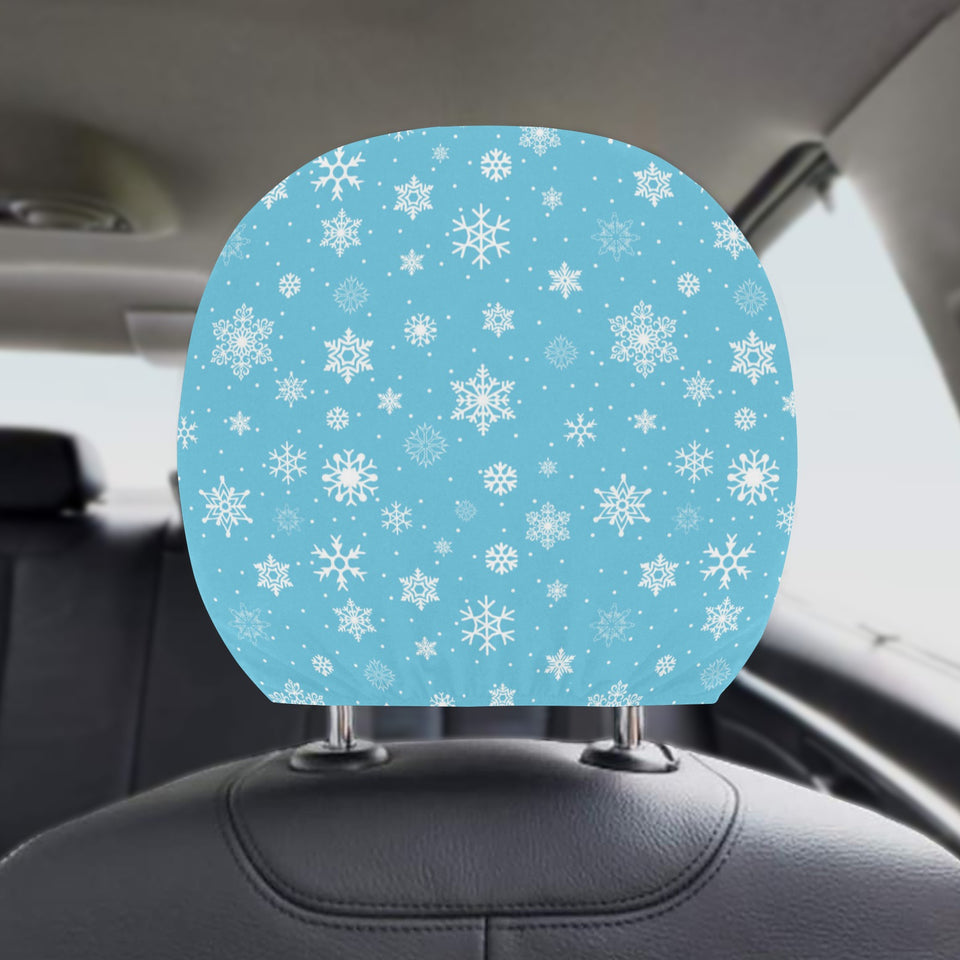 Snowflake pattern blue background Car Headrest Cover