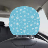 Snowflake pattern blue background Car Headrest Cover