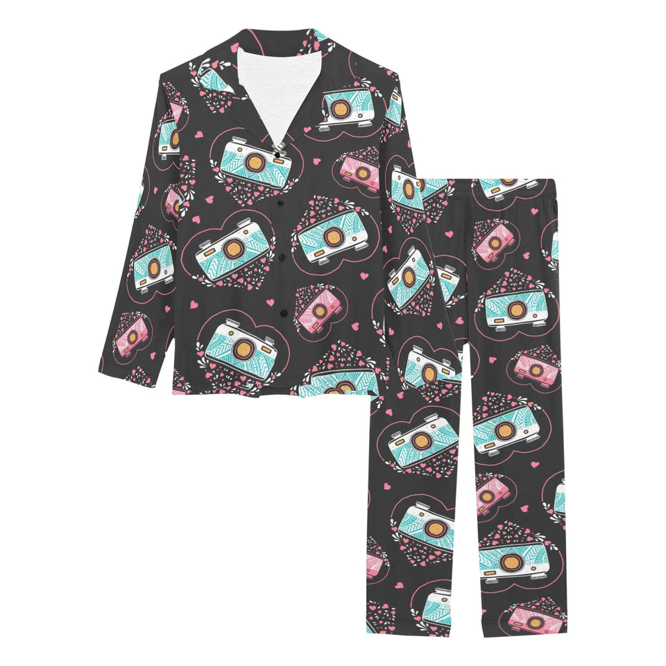 Camera Pattern Print Design 04 Women's Long Pajama Set