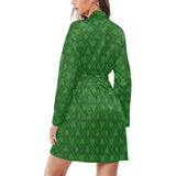 Casino Cards Suits Pattern Print Design 04 Women's Long Sleeve Belted Night Robe