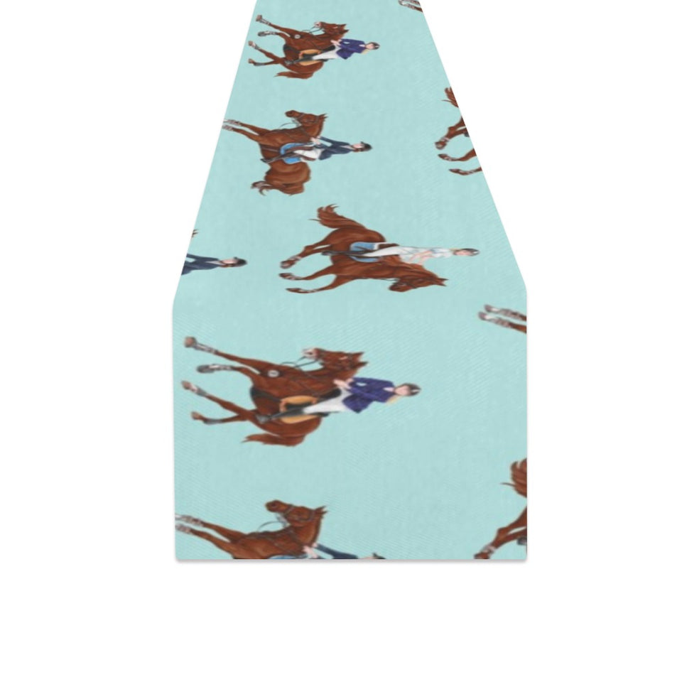 Horses running horses rider pattern Table Runner