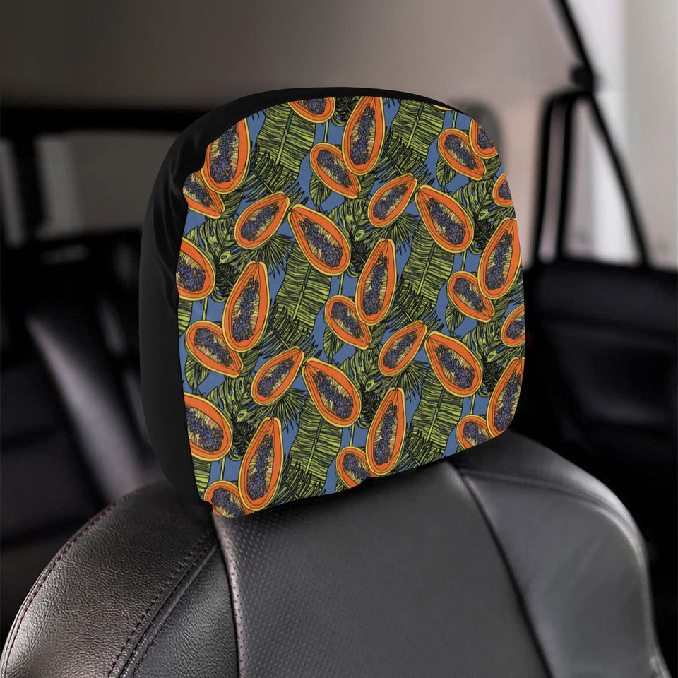 Colorful papaya tropical leaves Car Headrest Cover