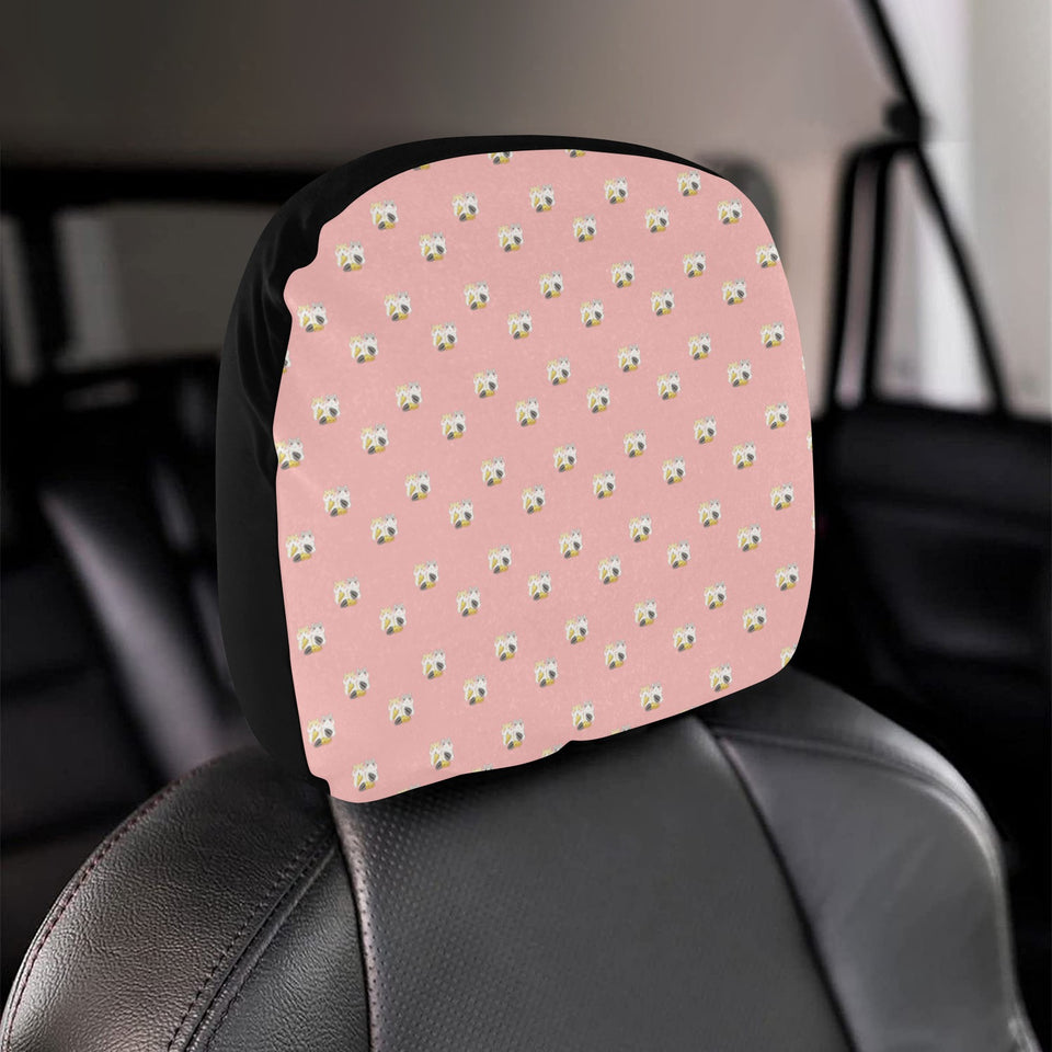 Cute hamster cheese pattern pink background Car Headrest Cover