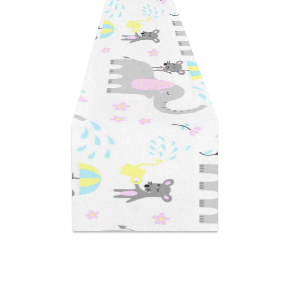 Cute elephant mouse pattern Table Runner