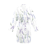 Hand painting Watercolor Lavender Women's Long Sleeve Belted Night Robe