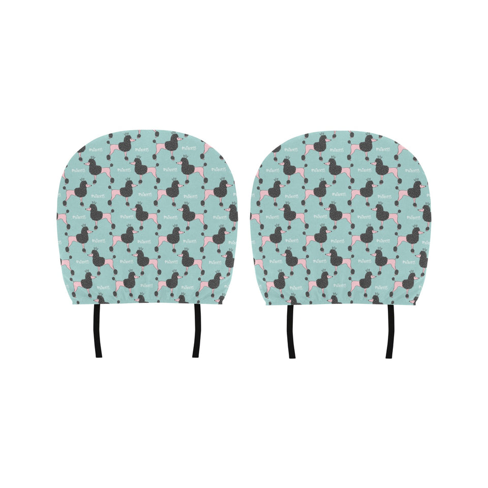 poodle dog green background Car Headrest Cover