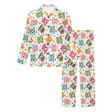 Color cute owl pattern Men's Long Pajama Set