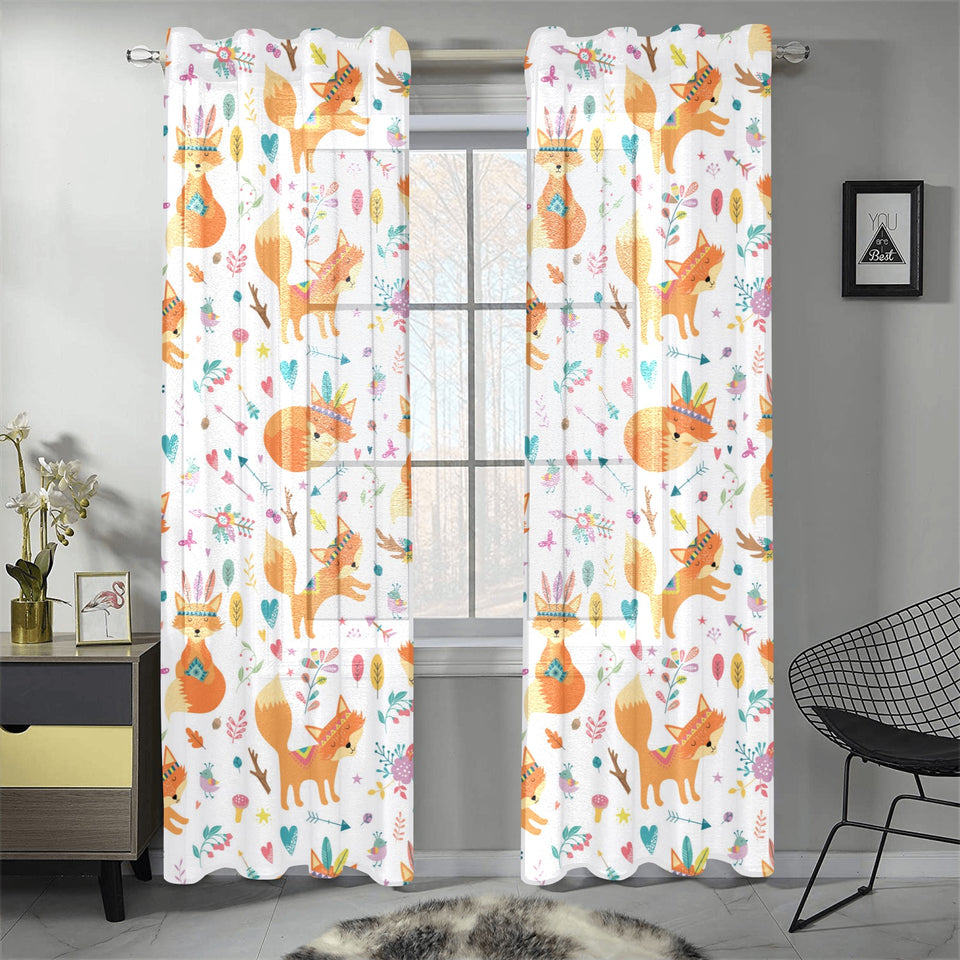 cute tribal fox pattern Gauze Curtain