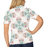 Square floral indian flower pattern Women's All Over Print Polo Shirt