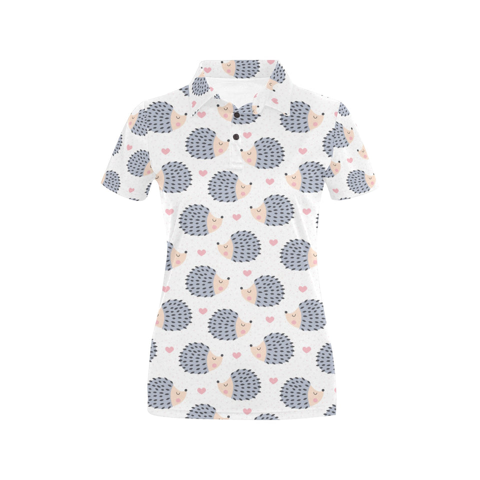 Hedgehog Pattern Print Design 04 Women's All Over Print Polo Shirt