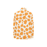 Orange Maple Leaf pattern Women's Long Sleeve Polo Shirt