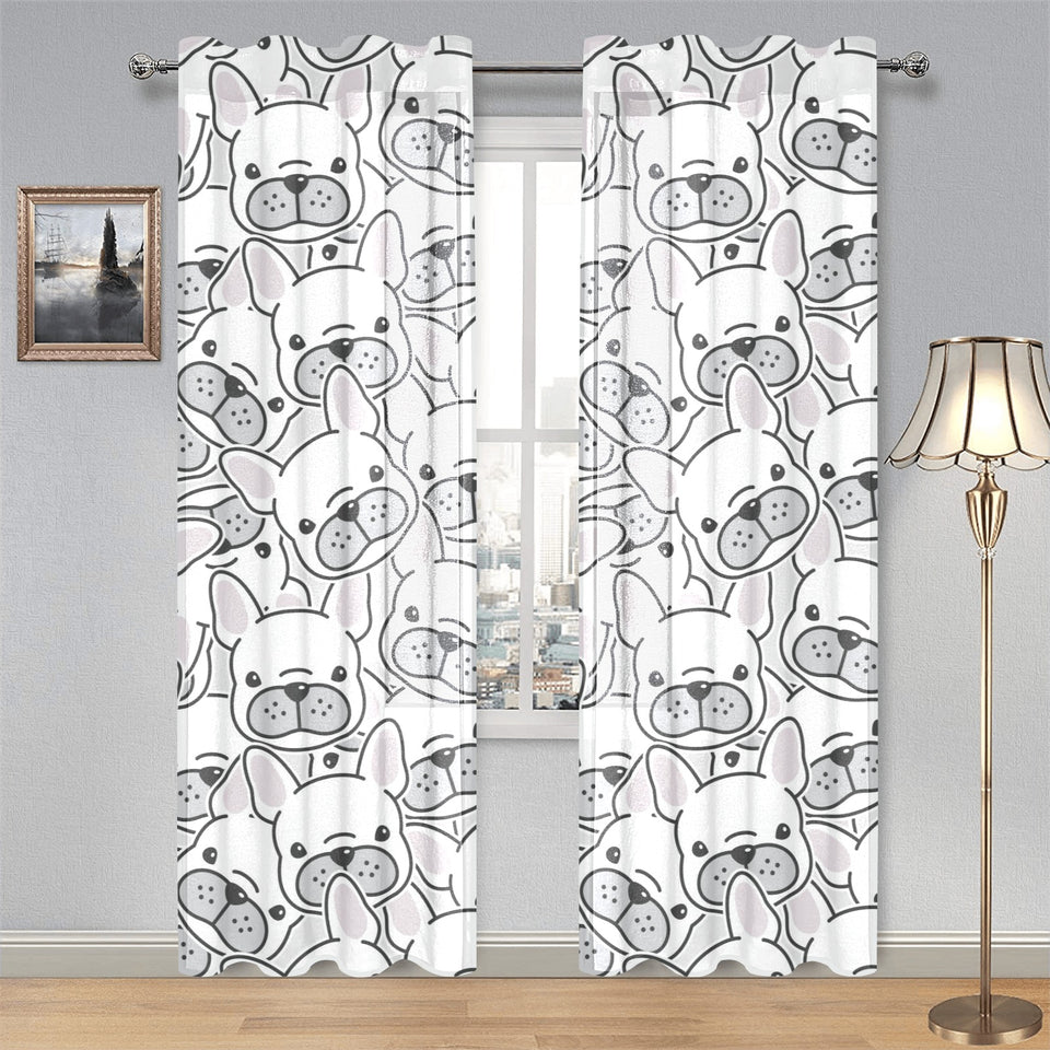 Cute french bulldog head pattern Gauze Curtain