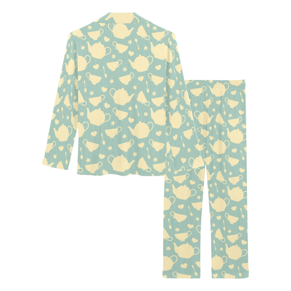 Tea pots Pattern Print Design 02 Women's Long Pajama Set