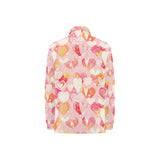 Hand drawn heart design pattern Women's Long Sleeve Polo Shirt