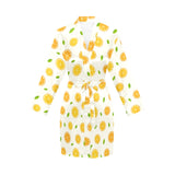 oranges leaves pattern Women's Long Sleeve Belted Night Robe