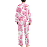 pink purple orchid pattern background Men's Long Pajama Set