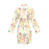 Ice cream cone pattern Women's Long Sleeve Belted Night Robe