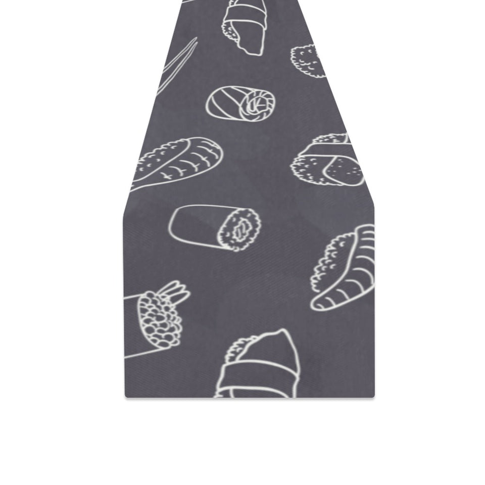 sushi pattern black background Table Runner