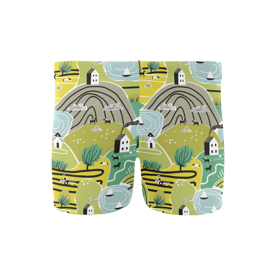 Hand drawn windmill pattern Men's Swimming Trunks