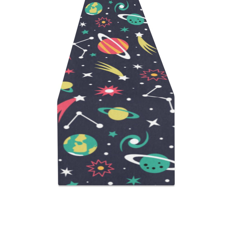 colorful space pattern planet star Table Runner